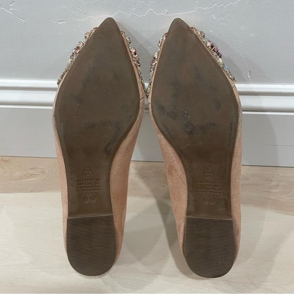 Spot Flats Made in Brazil Women's 6 Tan Bejeweled Aqua Turquoise Tan - Picture 11 of 12